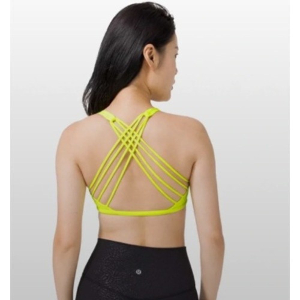 Lululemon Free To Be Wild Sports Bra Size 6 Lime Green‎ Strappy Back Luxtreme